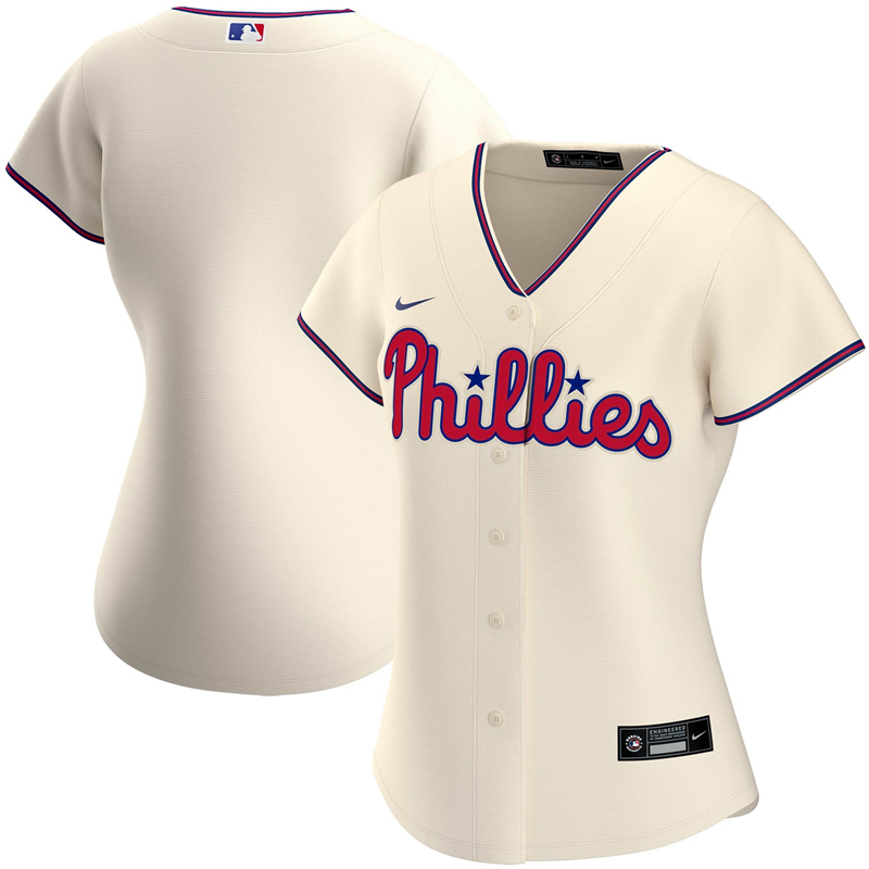 2020 MLB Women Philadelphia Phillies Nike Cream Alternate 2020 Replica Team Jersey 1